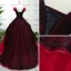 Elegant Red Quinceañera Prom Dresses 2018 Ball Gown Lace Flower Appliques V-Neck Backless Sleeveless Sweep Train Formal Dresses