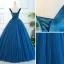 Vintage / Retro Royal Blue Quinceañera Prom Dresses 2018 Ball Gown Beading Sequins Crystal Sash Suede Scoop Neck Backless Sleeveless Floor-Length / Long