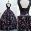 Vintage Marineblau Quinceañera Ballkleider 2018 Ballkleid Drucken Rundhalsausschnitt Rückenfreies Ärmellos Lange Festliche Kleider
