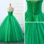 Vintage Grønn Quinceañera Ballkjoler 2018 Ballkjole Rhinestone Paljetter Kjæreste Ryggløse 1/2 Ermer Lange Formelle Kjoler
