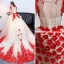 Stunning Champagne Red Prom Dresses 2018 Ball Gown Appliques Beading Scoop Neck Backless Sleeveless Chapel Train Formal Dresses