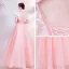 Flower Fairy Candy Pink Ruffle Prom Dresses 2021 A-Line / Princess V-Neck Lace Flower Appliques Long Sleeve Backless Floor-Length / Long Prom Formal Dresses