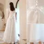 Vintage / Retro Modest / Simple Ivory Pearl Prom Dresses 2021 A-Line / Princess Square Neckline Puffy Short Sleeve Backless Bow Floor-Length / Long Formal Dresses