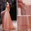 Charmant Watermelon Rouge Robe De Bal 2021 Princesse De l'épaule Perlage Paillettes Manches Courtes Dos Nu Longue Robe De Ceremonie