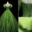 Vintage / Retro Ball Gown Green Satin Prom Dresses 2021 Square Neckline Short Sleeve Backless Floor-Length / Long Formal Dresses
