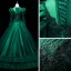 Vintage / Retro Dark Green Satin Prom Dresses 2021 Ball Gown Scoop Neck Beading Sequins Lace Flower Long Sleeve Backless Floor-Length / Long Formal Dresses