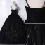 Chic / Belle Noire Perlage Paillettes Robe De Bal 2021 Robe Boule Bretelles Spaghetti Sans Manches Dos Nu Longue Robe De Ceremonie