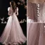 Charmant Rose Sombre Robe De Bal 2021 Princesse Perlage Perle Paillettes Encolure Carrée Gonflée Manches Courtes Dos Nu Longue Robe De Ceremonie