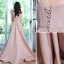 Schöne Rosa Ballkleider 2021 A Linie Bandeau Schleife Ärmellos Rückenfreies Sweep / Pinsel Zug Ball Festliche Kleider