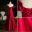 Elegant Burgundy Satin Prom Dresses 2021 A-Line / Princess Off-The-Shoulder Sleeveless Backless Floor-Length / Long Formal Dresses