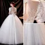 Charming Ivory Beading Wedding Dresses 2021 Ball Gown V-Neck Lace Flower Appliques Sequins Short Sleeve Backless Floor-Length / Long Wedding