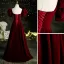 Vintage / Retro Burgundy Suede Prom Dresses 2021 A-Line / Princess Square Neckline Puffy Short Sleeve Backless Floor-Length / Long Formal Dresses