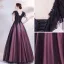 Vintage / Originale Violet Perlage Paillettes En Dentelle Fleur Robe De Bal 2021 Princesse V-Cou Manches Courtes Dos Nu Longue Robe De Ceremonie