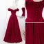 Elegant Burgundy Satin Prom Dresses 2021 A-Line / Princess Ruffle Off-The-Shoulder Short Sleeve Backless Floor-Length / Long Formal Dresses