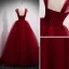 Chic / Beautiful Burgundy Prom Dresses 2021 Ball Gown Square Neckline Sleeveless Backless Floor-Length / Long Formal Dresses