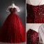 Sparkly Burgundy Sequins Prom Dresses 2021 Ball Gown V-Neck Beading Short Sleeve Backless Floor-Length / Long Formal Dresses