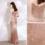 Scintillantes Sexy Champagne Robe De Soirée 2021 Trompette / Sirène Bretelles Spaghetti Perlage Paillettes Manches Courtes Dos Nu Longue Soirée Robe De Ceremonie