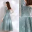 Charmant Vert Jade Paillettes Robe De Soirée 2021 Princesse Une épaule Manches Longues Dos Nu Thé Longueur Soirée Robe De Ceremonie