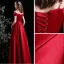 Elegant Burgundy Satin Prom Dresses 2021 A-Line / Princess Short Sleeve Backless Floor-Length / Long Prom Formal Dresses