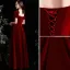 Élégant Bordeaux Daim Robe De Bal 2021 Princesse Encolure Carrée Manches Courtes Dos Nu Longue Promo Robe De Ceremonie