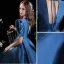 Vintage / Retro Royal Blue Satin Prom Dresses 2021 A-Line / Princess V-Neck Puffy Short Sleeve Backless Floor-Length / Long Prom Formal Dresses