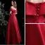 Modest / Simple Burgundy Satin Prom Dresses 2021 A-Line / Princess Off-The-Shoulder Short Sleeve Backless Floor-Length / Long Formal Dresses