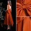 Fashion Orange Homecoming Satin Graduation Dresses 2021 A-Line / Princess Square Neckline Sleeveless Backless Bow Tea-length Formal Dresses