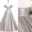 Scintillantes Argenté Glitter Paillettes Satin Robe De Bal 2021 Princesse Encolure Carrée Tachetée Manches Courtes Dos Nu Longue Robe De Ceremonie