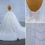 High End Weiß Glanz Perlenstickerei Pailletten Brautkleider / Hochzeitskleider 2021 Ballkleid Eckiger Ausschnitt Ärmellos Rückenfreies Kathedrale Schleppe Hochzeit