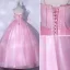 Schöne Pink Ballkleider 2021 Ballkleid Spaghettiträger Ärmellos Rückenfreies Schleife Lange Ball Festliche Kleider