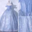 Élégant Bleu Ciel Glitter Perlage Paillettes Robe De Bal 2021 De l'épaule Manches Courtes Dos Nu Longue Robe De Ceremonie