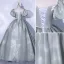 Chic Gris Vert Robe De Bal 2021 Robe Boule Encolure Dégagée Gonflée Manches Courtes Dos Nu Longue Robe De Ceremonie