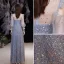 Sparkly Sky Blue Beading Sequins Evening Dresses 2021 A-Line / Princess Scoop Neck 3/4 Sleeve Evening Party Floor-Length / Long Formal Dresses