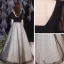 Élégant Noire Robe De Bal 2021 Princesse Encolure Dégagée Paillettes En Dentelle Fleur Manches Courtes Dos Nu Longue Robe De Ceremonie