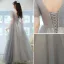 Élégant Gris Perlage Paillettes Robe De Bal 2021 Princesse V-Cou Manches Courtes Dos Nu Promo Longue Robe De Ceremonie