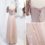 Elegant Rødmende Rosa Perle Suede Ballkjoler 2021 Prinsesse Firkantet Hals Korte Ermer Ryggløse Lange Ballkjoler