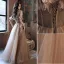 Charmant Kaki Perlage Glitter Robe De Bal 2021 Princesse Volants De l'épaule Manches Courtes Dos Nu Longue Robe De Ceremonie