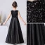Chic / Beautiful Black Sequins Satin Birthday Flower Girl Dresses 2022 A-Line / Princess Scoop Neck Sleeveless Sash Floor-Length / Long Flower Girl Dresses