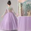 Chic / Beautiful Lilac Gradient-Color Sequins Birthday Flower Girl Dresses 2022 Ball Gown Scoop Neck Long Sleeve Floor-Length / Long Flower Girl Dresses