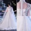 Chic / Beautiful White Beading Pearl Sequins Rhinestone Birthday Flower Girl Dresses 2022 Ball Gown High Neck Short Sleeve Chapel Train Flower Girl Dresses