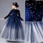 Elegant Navy Blue Star Sequins Flower Girl Dresses 2022 Ball Gown Scoop Neck Long Sleeve Floor-Length / Long Flower Girl Dresses