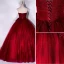 Elegant Burgundy Prom Dresses 2022 Ball Gown Strapless Sleeveless Backless Bow Floor-Length / Long Formal Dresses