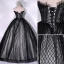 Chic / Beautiful Black Prom Dresses 2022 Ball Gown Ruffle Strapless Beading Pearl Rhinestone Sleeveless Backless Floor-Length / Long Formal Dresses