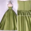 Vintage / Retro Clover Green Satin Prom Dresses 2022 Ball Gown Strapless Sleeveless Backless Sweep Train Formal Dresses