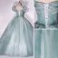 Simple Vert Citron Robe De Bal 2022 Robe Boule Encolure Carrée Gonflée Manches Courtes Dos Nu Longue Robe De Ceremonie