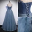 Chic / Beautiful Pool Blue Pleated Prom Dresses 2022 A-Line / Princess Spaghetti Straps Sleeveless Backless Floor-Length / Long Formal Dresses