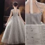 Chic / Beautiful Grey Birthday Flower Girl Dresses 2022 Ball Gown High Neck Beading Rhinestone Sequins Sleeveless Floor-Length / Long Flower Girl Dresses