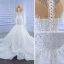 High-end White Wedding Dresses 2021 Trumpet / Mermaid Scoop Neck Crystal Rhinestone Cap Sleeves Cathedral Train Wedding