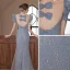 Charmant Bleu Ciel Paillettes Robe De Soirée 2022 Trompette / Sirène Encolure Carrée Noeud Gonflée Manches Courtes Dos Nu Longue Soirée Robe De Ceremonie