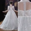 Fashion Silver Beading Sequins Lace Flower Birthday Flower Girl Dresses 2022 A-Line / Princess High Neck Short Sleeve Floor-Length / Long Flower Girl Dresses
